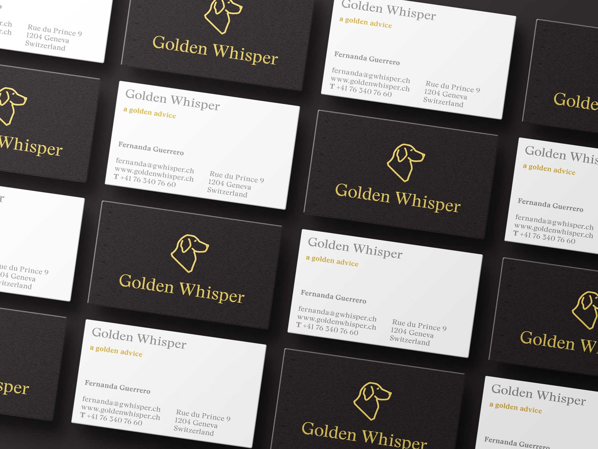 Identité visuelle et carte de visite pour Golden Whisper Family Office
