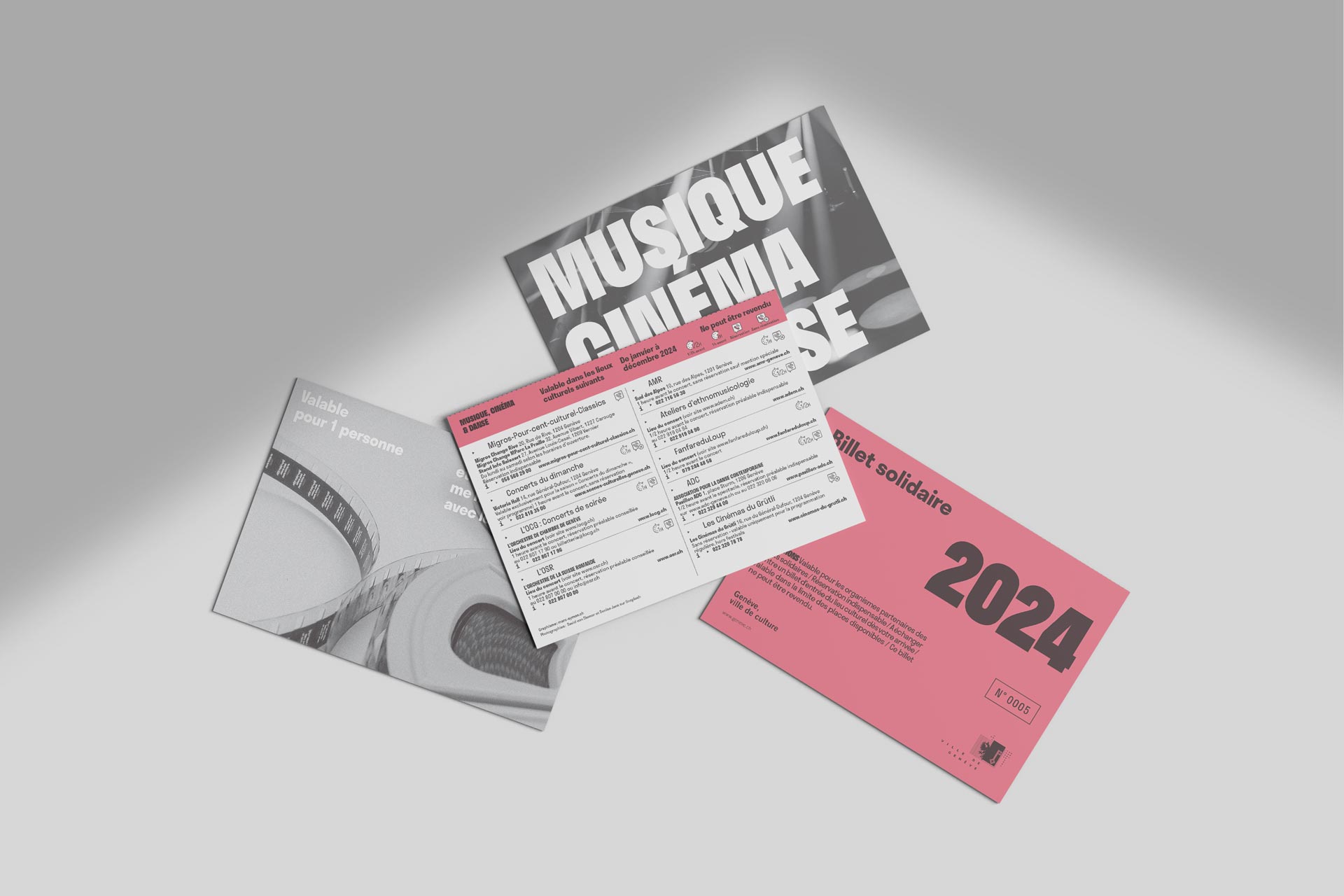 Identité visuelle pour les billets solidaires 2024 – MUSIQUE CINÉMA & DANSE / UN SOIR AU THÉÂTRE