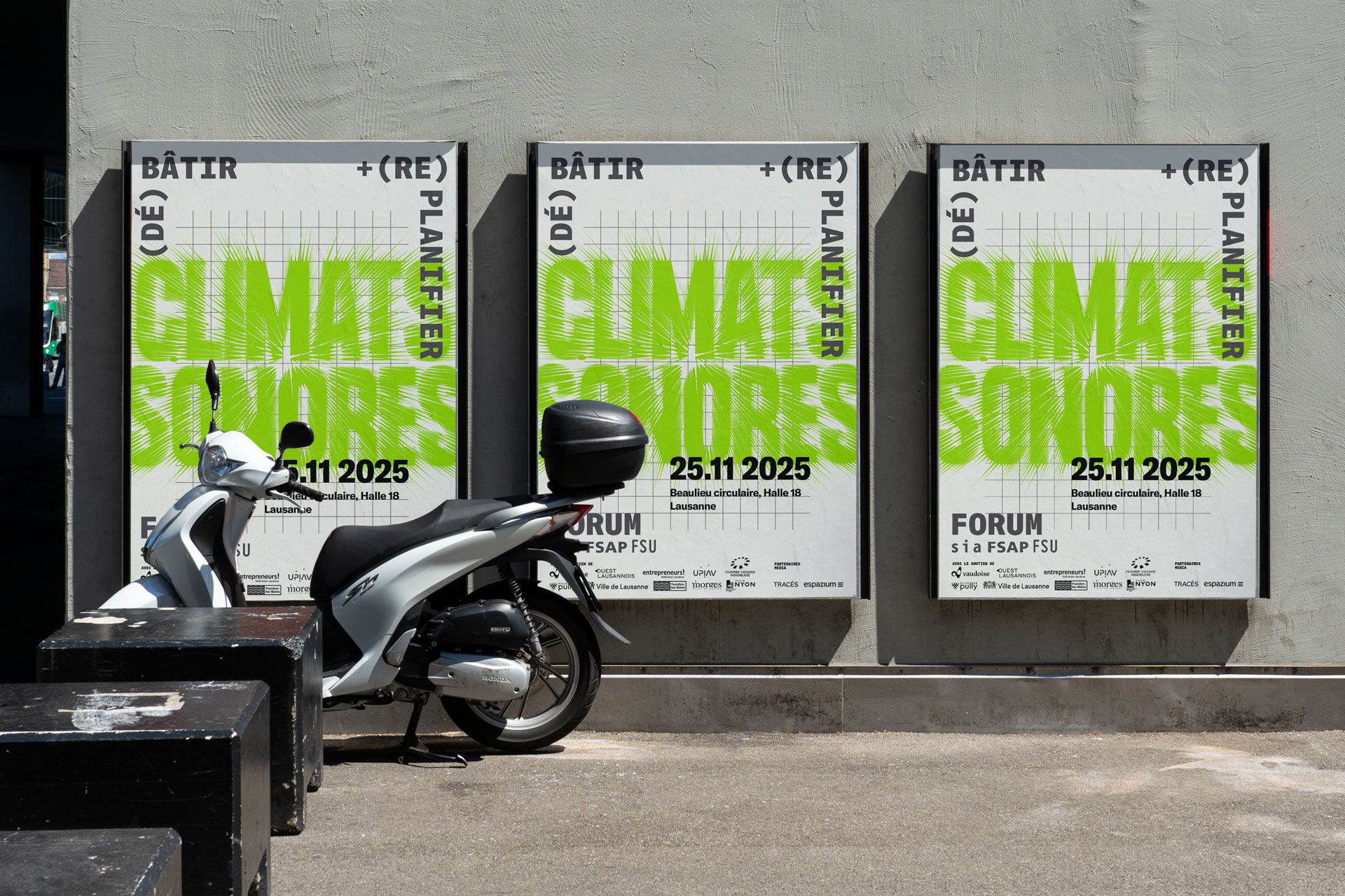 Affiche événementielle réalisée pour le Forum (Dé)bâtir et (Re)planifier 2025 – Climats sonores